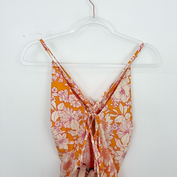J. Crew Tie-Front Cotton Poplin Midi Dress in Orange Floral - Picture 5 of 7